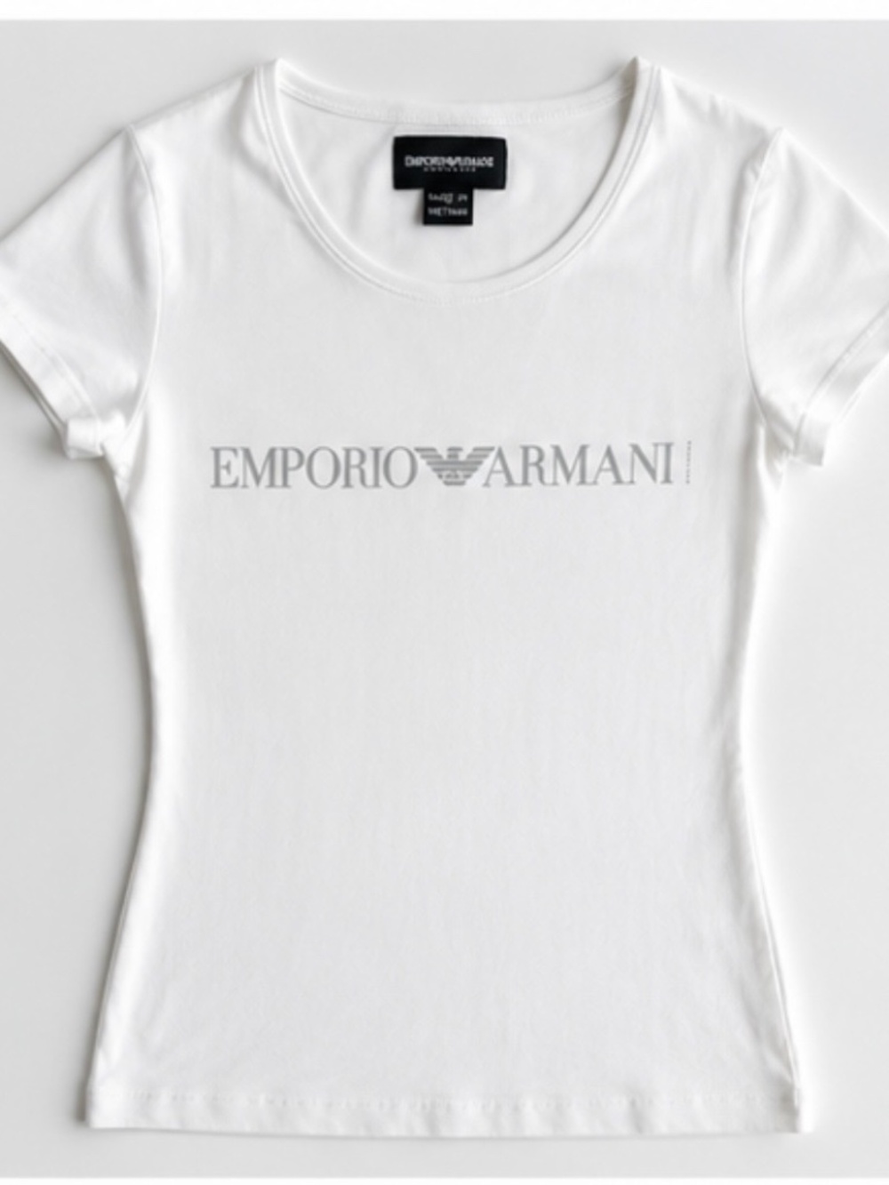 Emporio Armani Women Logo T-Shirt White Stretch Cotton Size S